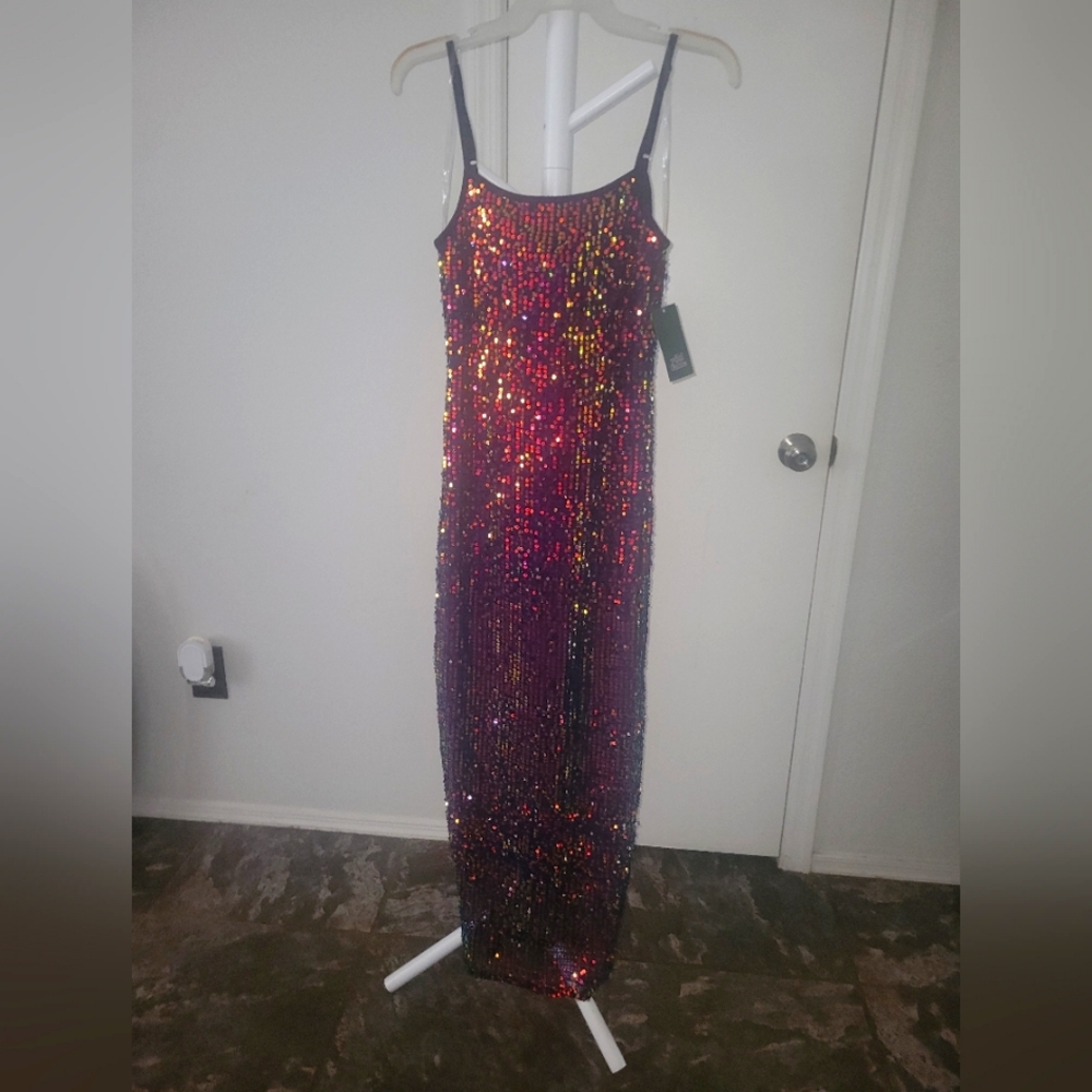 Sequin Spaghetti Strap Dress